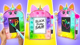 WOW Crafting Sparkly Pop It Unicorn Drawing Board  SCHOOL HACKS DIY🦄 [upl. by Anayaran]