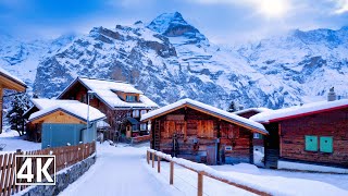 Mürren Switzerland ❄️ Fairytale Mountain Village Over The Lauterbrunnen Valley [upl. by Bartlett]