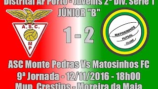 Distrital Juvenis 2ª Div S1  AF Porto  9ª Jorn quotASC Monte Pedras Vs Matosinhos FCquot 201617 [upl. by Harbed440]