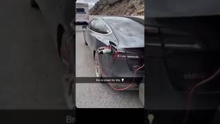 tesla car using gas powered generator  tesla teslamodel3 teslanews [upl. by Acemaj669]