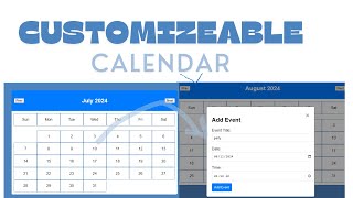 Build a Customizable Calendar App with HTML CSS and JavaScript  Full Tutorial [upl. by Otrebron]