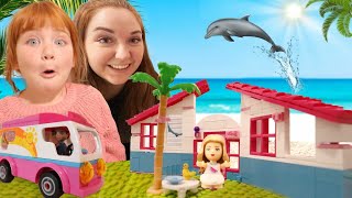 BARBiE MOViNG DAY new neighborhood and camping in Adventure Dream Camper play pretend with Adley [upl. by Eardna678]