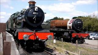 4953 Pitchford Hall by 6990 Witherslack Hall leaves Quorn at GCR TPO gala 240711 [upl. by Rahr]