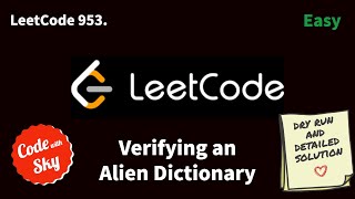 953 Verifying an Alien Dictionary  Leetcode  C  Hindi [upl. by Ttebroc980]