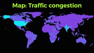 Map Traffic congestion by country average travel time per 10km [upl. by Giana]