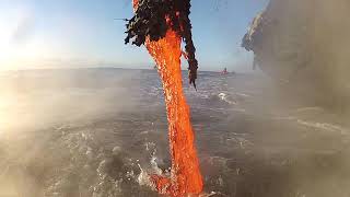 Amazing up close footage of Lava entering the ocean [upl. by Gisella]