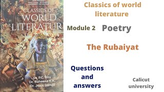 The Rubaiyat poem by Omar Khayyam questions amp answers classics Of world literature Calicut universit [upl. by Ojyllek547]