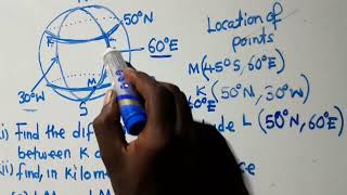 Earth Geometry  Find Distance in Longitude and Latitude  ECZ 2019 P2 GCE [upl. by Idnak550]