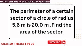 The perimeter of a certain sector of a circle of radius 56 m is 200 m Find the area of the secto [upl. by Neraa530]