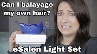 BALAYAGE HIGHLIGHTING MY OWN HAIR WITH ESALON LIGHT SET  Full process and results [upl. by Ahsir]