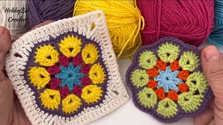 Amazing Crochet African Flower Granny Square  Crochet Flower [upl. by Gerbold121]