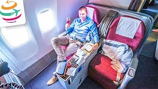 Qatar Airways Business Class ENG 777300ER  YourTravelTV [upl. by Adnirod]