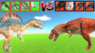 Dinosaur Tournament Random Old T REX TEAM VS OLD SPINOSAURUS TEAM in Animal Revolt Battle Simulator [upl. by Anura212]