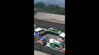 Massive Crash WTCR Vila Real Portugal Race 1 2018623 Mehdi Bennani and Rob Huff [upl. by Xuerd]