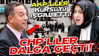 AKPliler kürsüyü işgal etti CHPliler dalga geçti quotBiber gazım olsa sıkacaktımquot [upl. by Darrill]