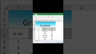 Excel ki cell m gradient kese fill kare 🤩🤩excel viral [upl. by Ezaria]