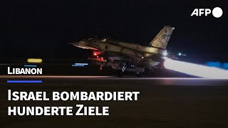 Libanon Israelische Luftwaffe bombardiert hunderte Ziele  AFP [upl. by Froehlich483]