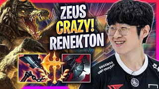 ZEUS CRAZY GAME WITH RENEKTON  T1 Zeus Plays Renekton TOP vs Udyr  Season 2023 [upl. by Anyahs]