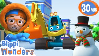 Snowy Excavator Song  Blippi Wonders Educational Cartoons for Kids [upl. by Yrrag]