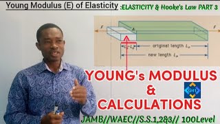 YOUNGs MODULUS TENSILE STRESS amp TENSILE STRAINPHYSICSPHY 101 amp 103JAMB WAEC SS 12amp3 [upl. by Adiel356]