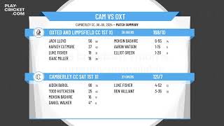 Camberley CC Sat 1st XI v Oxted and Limpsfield CC 1st XI [upl. by Wetzell]