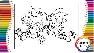 Sonic VS Shadow Coloring Pages Super Sonic coloring pages 54 [upl. by Platas]