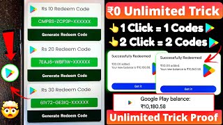 Unlimited Trick free redeem code for playstore at ₹0  How to get free google redeem code [upl. by Jezabel]