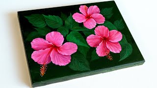 Flower Painting  Acrylic Painting For Beginners  Hibiscus flower Painting  Step By Step [upl. by Christan]