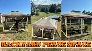 BACK YARD MAKEOVER  Unboxing 12x12 Pop Up Gazebo Canopy Tent  Setup  COBIZI Pop Up Gazebo [upl. by Llovera]