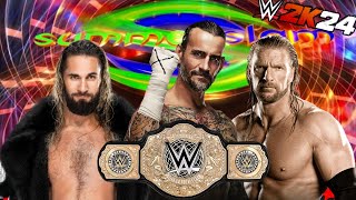 CM PUNK VS SETH ROLLINGS VS TRIPLE H  World heaviweight Championship WWE 2K24 MI NARRACION [upl. by Naul]