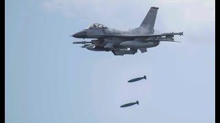 F16 conducts CloseAir Support with Mk82 bombs [upl. by Anovahs]