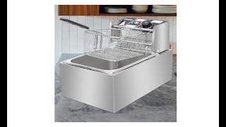 SSLine Stainless Steel Electric Deep Fryer 2500W 110V 63QT6L Single Cylinder Tank Basket Overview [upl. by Remmer779]