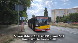 Linia 501  Solaris Urbino 18 III 8531  MZA Warszawa [upl. by Aniat]