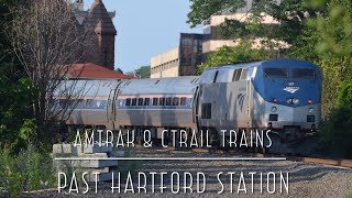 Amtrak amp CTrail Trains Past Hartford Station 71323 [upl. by Desirae]