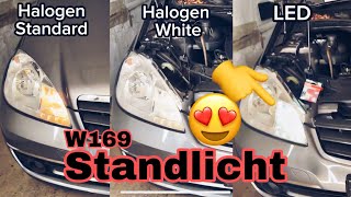 LED Standlicht VS whitevision Halogen Parking Light Tagfahrlicht Mercedes A Klasse W169 [upl. by Cordi189]