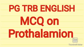 PG TRB MCQ on Prothalamion [upl. by Jowett]