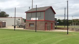 Backstop barrier net installed 18 ft Tall poles 20 ft Distance 60 ft Long netting 30 [upl. by Aihset698]