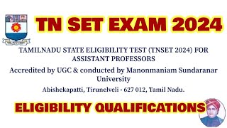 TN SET EXAM 2024  ONLINE APPLICATION ELIGIBILITY QUALIFICATION EXAM FEE [upl. by Ainivad]