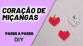 Pingente de Coração de Miçangas Passo a Passo DIY Beaded Heart Pendant [upl. by Adnauqaj141]