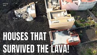 La Palma Volcano Drone Houses that stopped the lava Final view after volcano stop Dec 21 [upl. by Thaddeus]