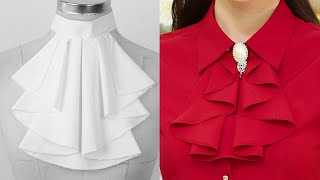 DIY RUFFLED JABOT NECK COLLAR  2 Variations  DETACHABLE and PERMANENT [upl. by Atnicaj]