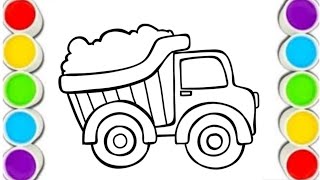 Dump truck drawing easy  How to draw A Garbage truck 🚚 by step  Easy drawing for kids [upl. by Adnawed]