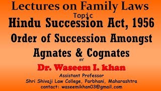 Hindu Succession Act 1956 Part 8  Order of Succession Amongst Agnates and Cognates [upl. by Annelak]