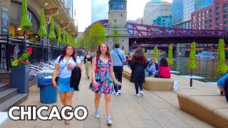 Chicago Evening Walk in RiverWalk on Sunday Spring Day  April 28 2024  4K Video [upl. by Nautna978]