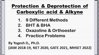 Protection and Deprotection of Carboxylic Acid and Alkynes  Reaction Mechanism and example to solve [upl. by Ramirolg]