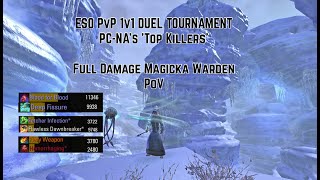 ESO PvP 1st Place  1v1 Top Killers Duel Tournament  Magic Warden  Gold Road Patch [upl. by Einal556]