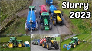 Slurry Spreading 2023  10 Tractors In Action [upl. by Ohcamac]