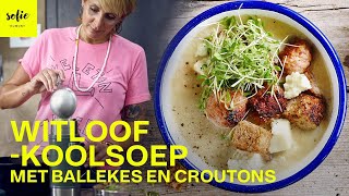 Snelle witloofsoep met spitskool ballekes en croutons  Sofie Dumont [upl. by Corinna]