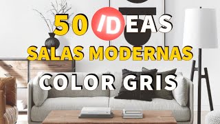 50 IDEAS para decorar SALAS MODERNAS de color GRIS  TIPS DE DECORACION Y DISEÑO DE INTERIORES [upl. by Ydnyl]