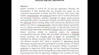 Multitask Seismic Inversion Based on Deformable Convolution and Generative Adversarial Network [upl. by Bryner710]